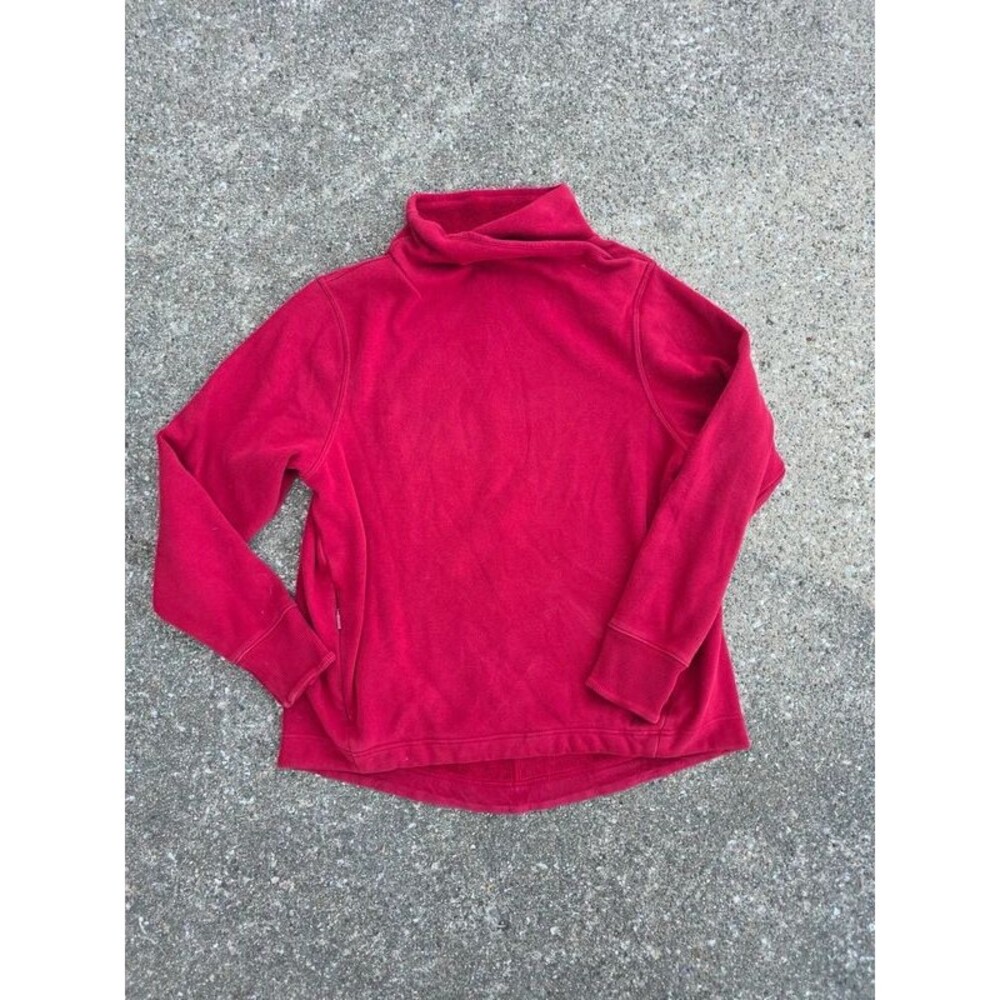 Athleta Red Fleece Cowl Neck Pullover Large Zip Pockets